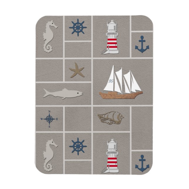 Nautical themed illustration magnet (Vertical)