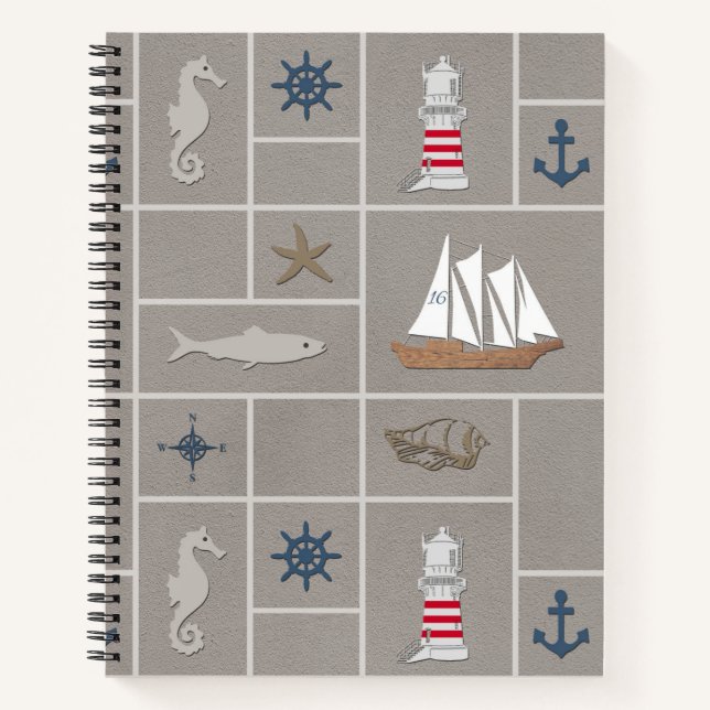 Nautical themed illustration notebook (Front)