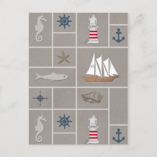 Nautical themed illustration postcard