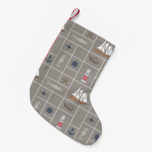 Nautical themed illustration small christmas stocking