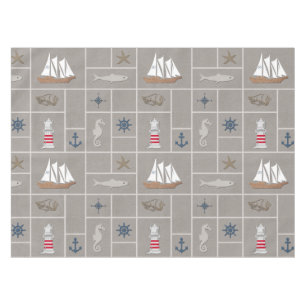 Nautical themed illustration tablecloth