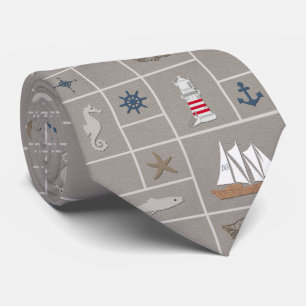 Nautical themed illustration tie