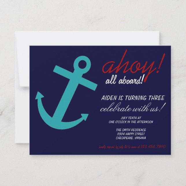 Nautical Themed Party Invitation (Front)