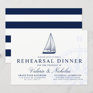 Nautical Themed Sailboat Rehearsal Dinner Invitation