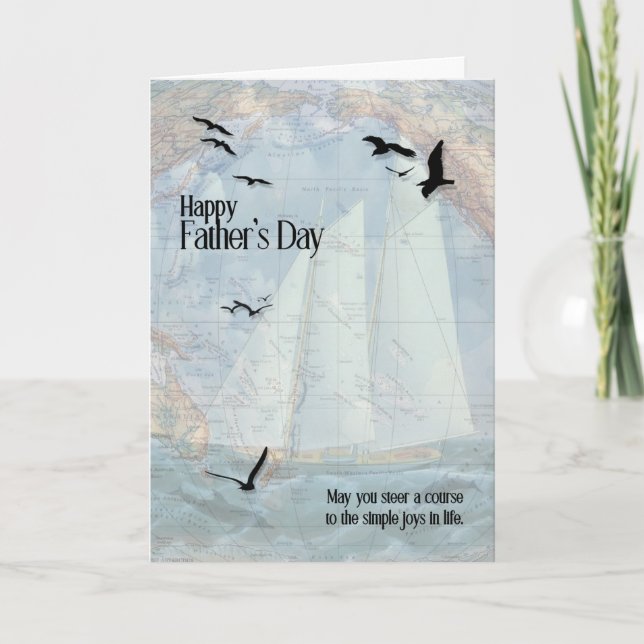 Nautical Themed Sailing the Seas Father's Day Holiday Card (Front)