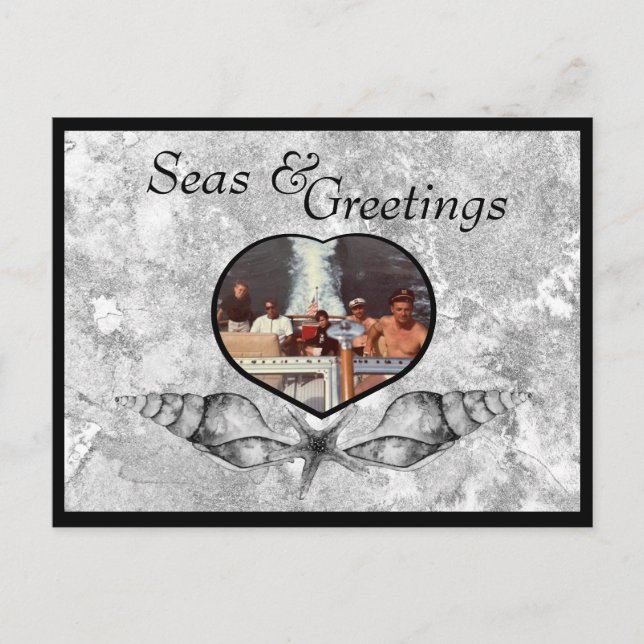 Nautical-themed Seas & Greetings Holiday Postcard (Front)