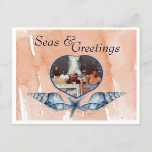 Nautical-themed Seas & Greetings Holiday Postcard