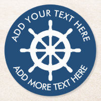 Nautical themed ship wheel custom paper coasters