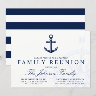 Nautical Themed Vintage Anchor Family Reunion Invitation