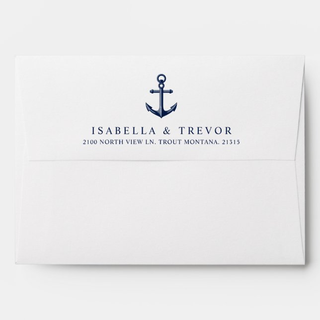 Nautical Themed | Vintage Anchor | Stripe Liner Envelope (Back (Top Flap))