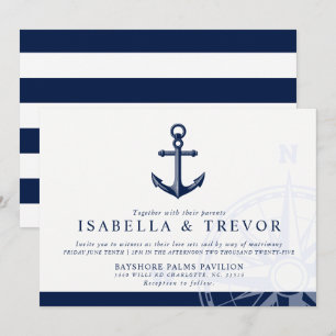 Nautical Themed Vintage Anchor Wedding Invitation