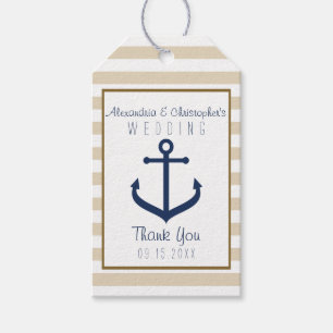 Nautical themed Wedding Favour Tags - Thank You