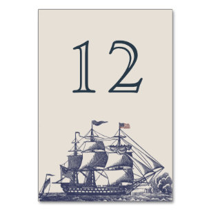 Nautical Themed Wedding Table Number Card