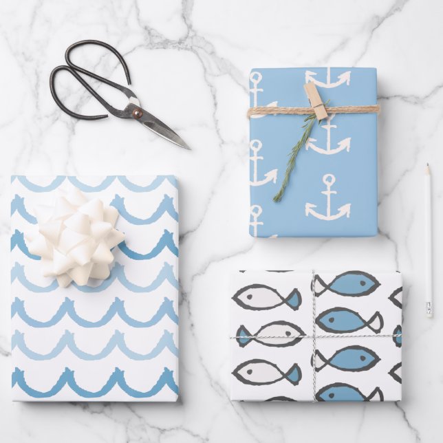 Nautical themes  wrapping paper sheet (Front)