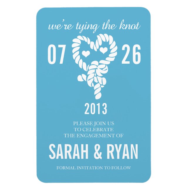 Nautical Tie the Knot Blue Save the Date Magnets (Vertical)