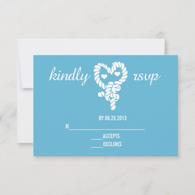 Nautical Tie the Knot Blue Wedding RSVP Cards (Front)