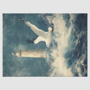 Nautical Tissue Paper with Lighthouse and Seagull