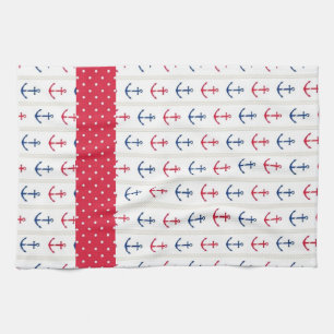 Nautical Towels Anchors Red White Blue