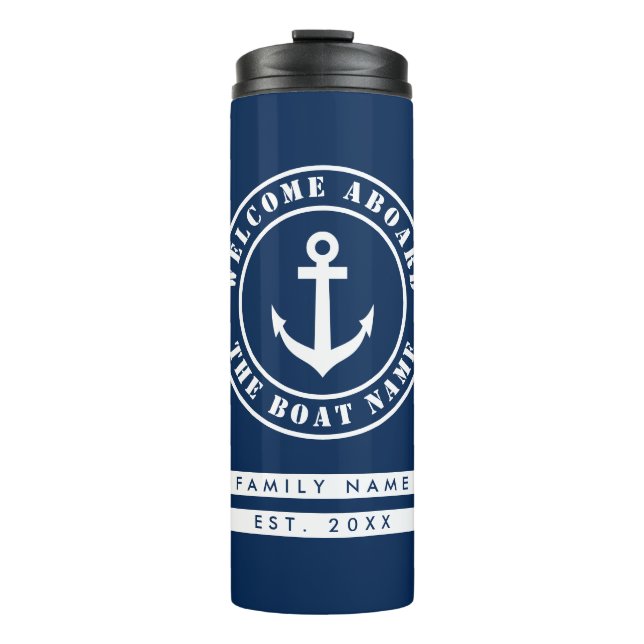 Nautical travel thermal tumbler mug for sailor (Front)