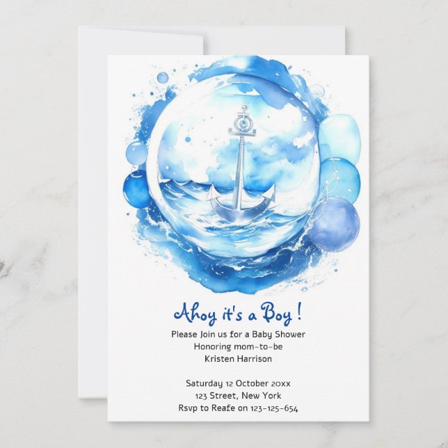 Nautical Treasures Unveiled: Boy Baby Shower Invitation (Front)