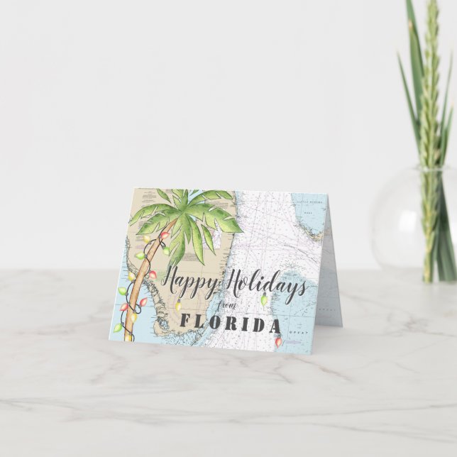 Nautical Tropical Happy Holidays from Florida  Holiday Card (Front)