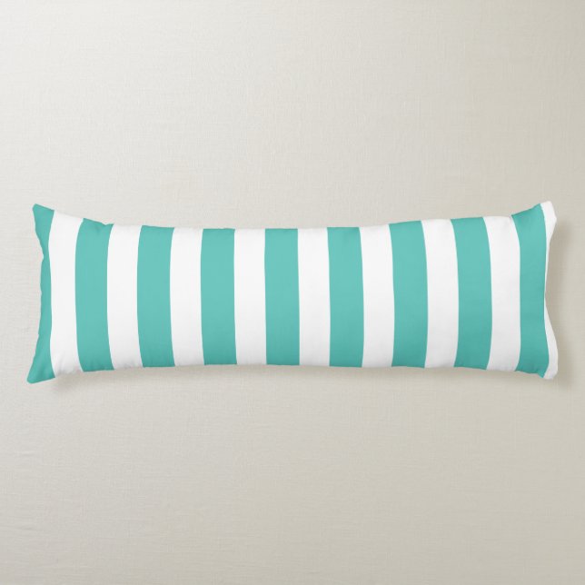 Nautical Turquoise & White Striped   Body Cushion (Front)