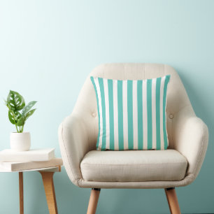 Nautical Turquoise & White Striped  Cushion