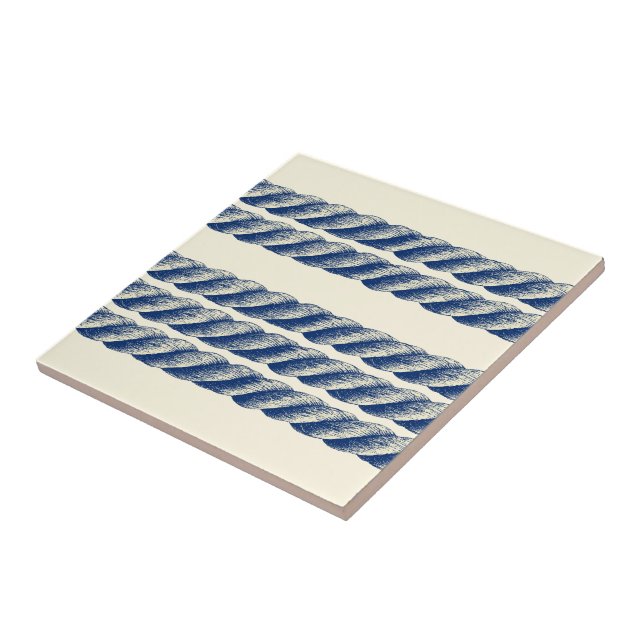 Nautical Twisted Sisal Rope Stripes Pattern Tile (Side)