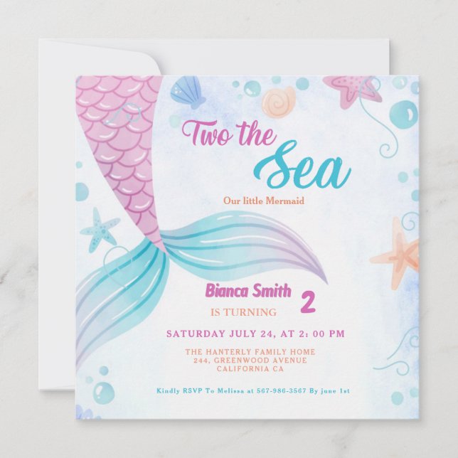Nautical two the Sea 2nd Birthday party Invitation (Front)