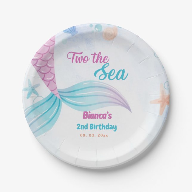Nautical two the Sea 2nd Birthday party Paper Plate (Front)