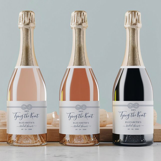Nautical Tying the Knot Bridal Shower Favour  Sparkling Wine Label (Creator Uploaded)