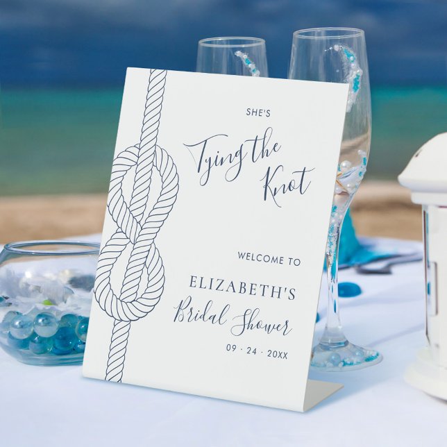 Nautical Tying the Knot Bridal Shower Welcome Pedestal Sign (Creator Uploaded)