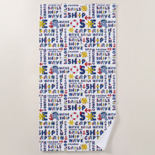 Nautical Typography Beach Towel