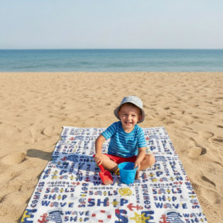 Nautical Typography   Beach Towel