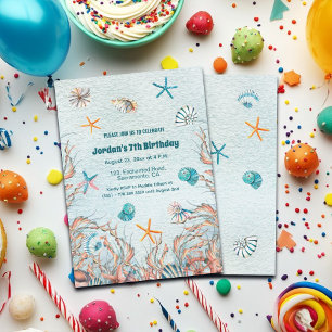 Nautical Under the Sea 7th Birthday Invitation