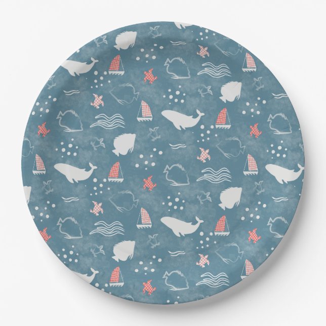 Nautical Under the Sea Baby Shower Paper Plate (Front)