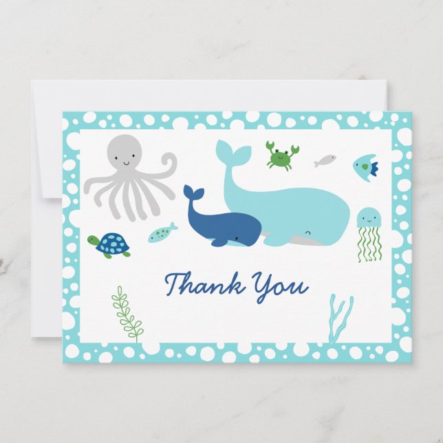 Nautical Under The Sea Baby Shower Thank You Card (Front)