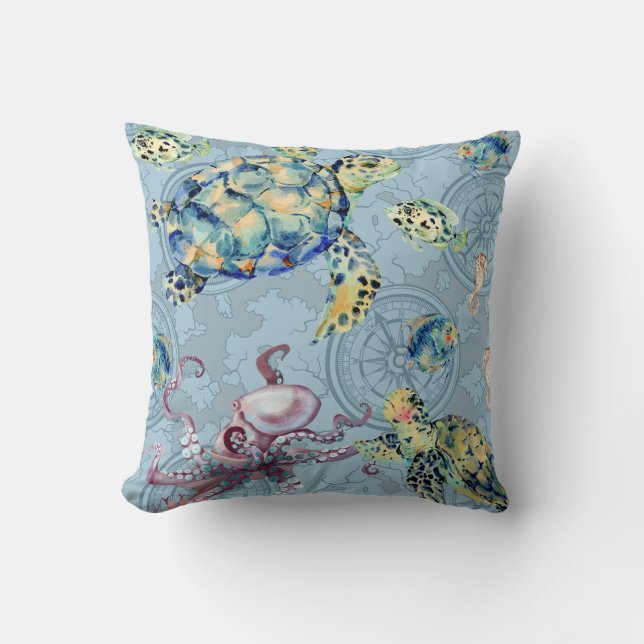 Nautical Under the Sea  Cushion (Front)