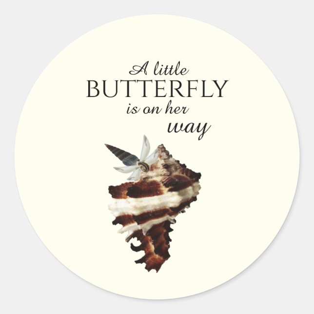 Nautical under the sea shell desert chic butterfly classic round sticker (Front)
