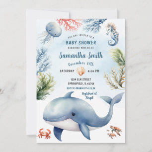 Nautical Under the Seas Baby Shower Ocean Animals Invitation