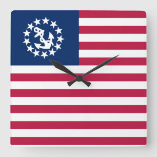 Nautical USA Sailing Flag Square Wall Clock