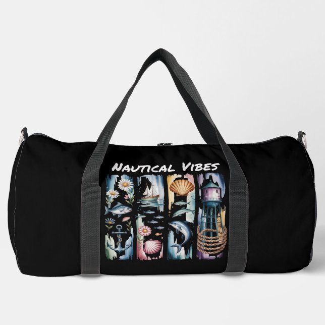 Nautical Vibes Marine Elements  Duffle Bag (Front)