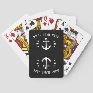 Nautical Vintage Anchor Boat Name Black White Playing Cards