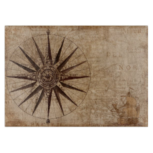 Nautical Vintage Antique Map Glass Cutting Board