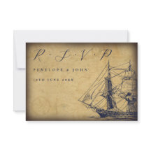 Nautical Vintage Map Ship Illustration Wedding