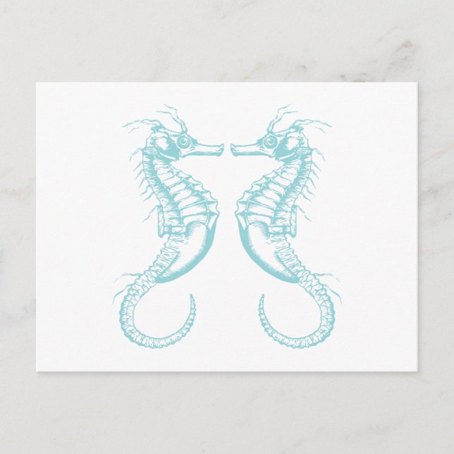 Nautical Vintage Marine Seahorse Invitation Postcard (Front)