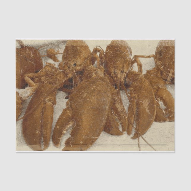 Nautical Vintage Ocean Texture Lobster Tissue Paper (Front)