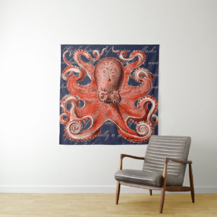 Nautical Vintage Octopus Tapestry
