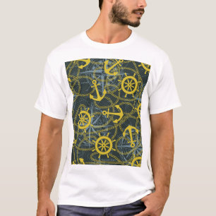 Nautical vintage pattern, anchor and map. T-Shirt