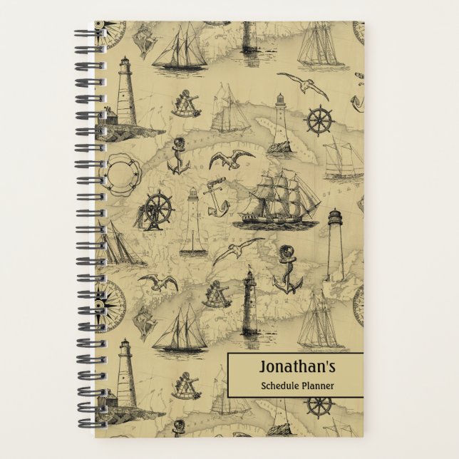Nautical Vintage Personalised Weekly Schedule Planner (Front)